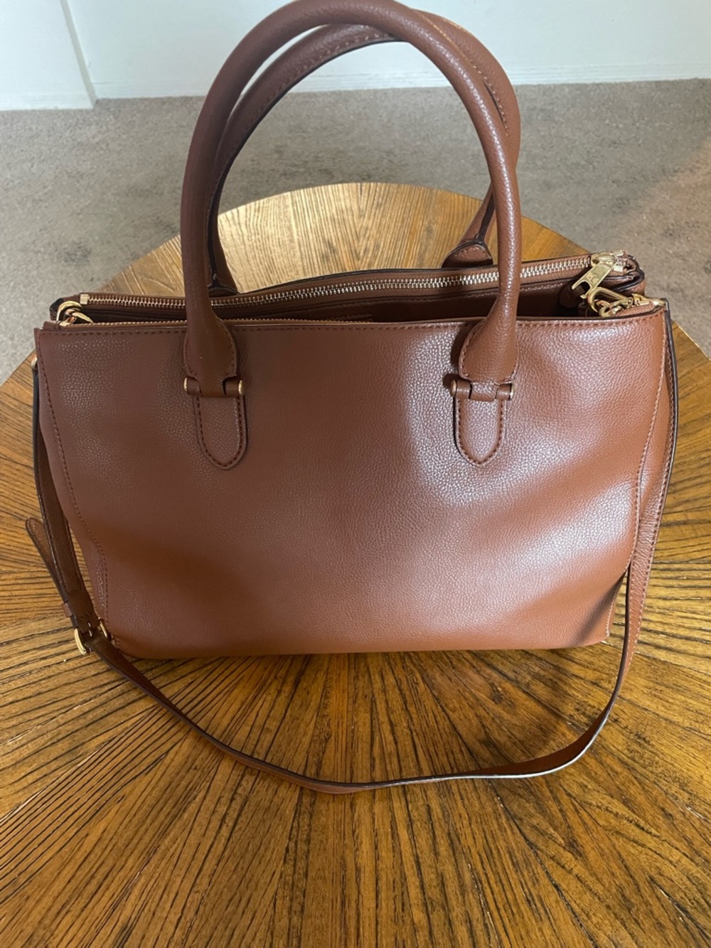 Ralph Lauren Cognac Leather Satchel with Gold Hardware - Picture 4 of 16